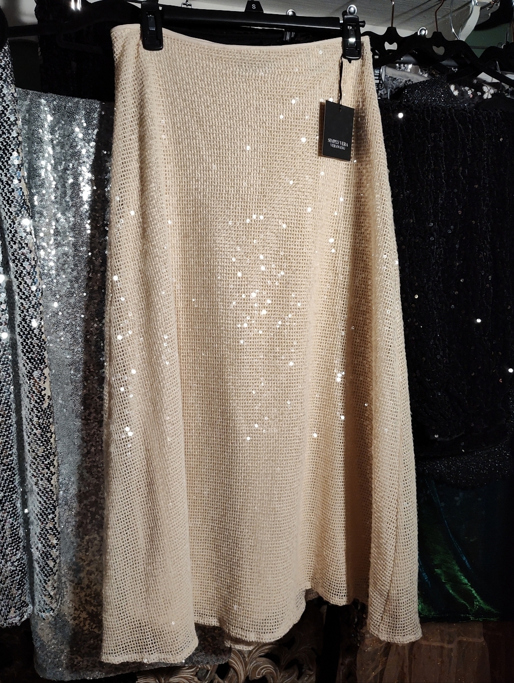 Simply Vera Vera Wang Ivory Sequin A-Line Skirt - Picture 5 of 15